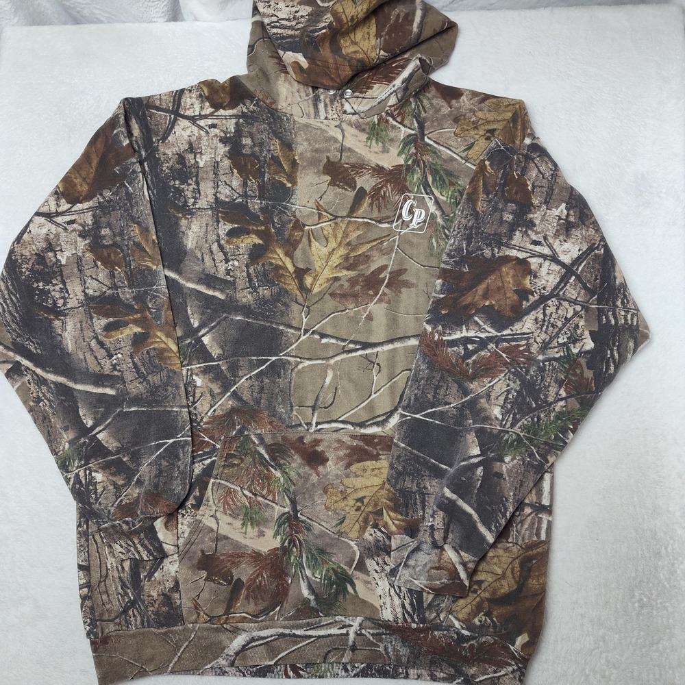 Russell Outdoors Hoodie Mens XL Brown Camo Pullover Outdoor Hunting Fishing